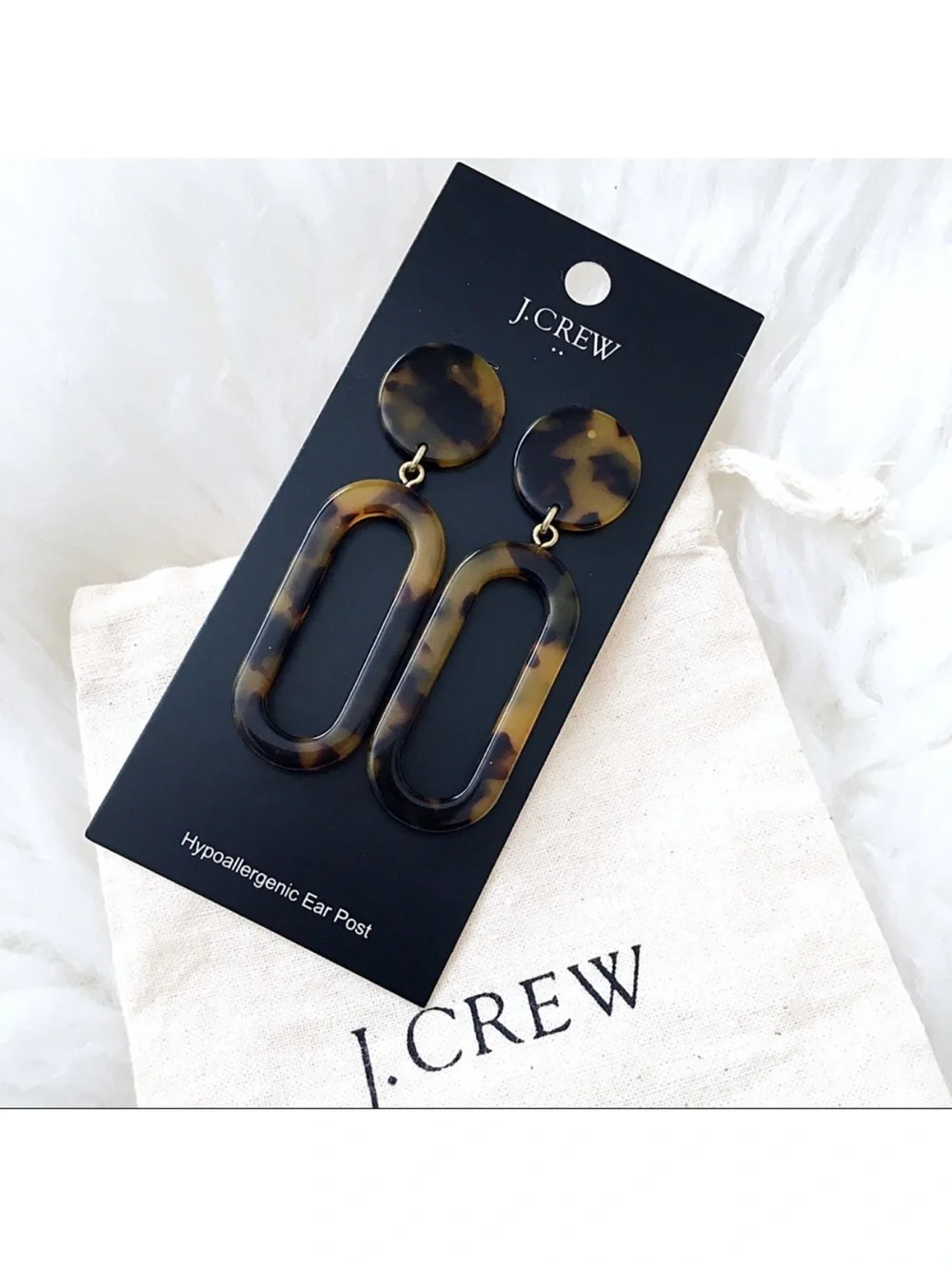 J. Crew Tortoiseshell Drop Link Earrings - Brown & Black